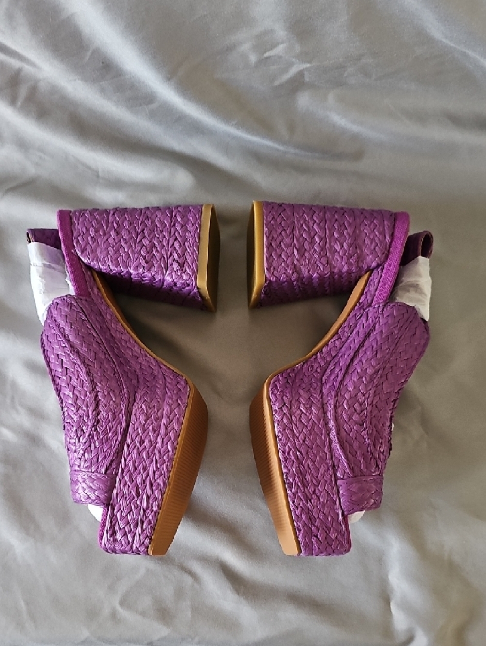 Woven Purple Platform Slingback Heels Size 7 - Picture 6 of 9